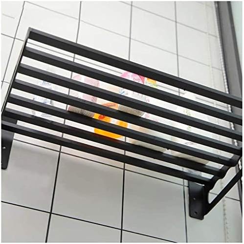 UXZDX Полк за банята, с монтиран на стената Рафтове за съхранение, Метална, Черно изработена от дебели материали