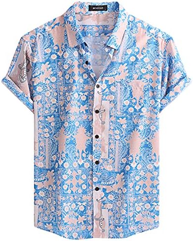 MCEDAR / Мъжки Ежедневни ризи с къс ръкав и копчета, Реколта Летни Хавайски Ризи за почивка на плажа (Размер S-5XL за големи и високи)