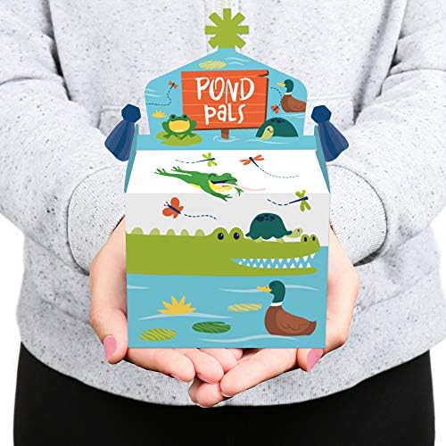 Big Dot of Happiness Pond Pals - Подаръчни кутии за партита - Жаби, Алигатори, Костенурки и Патици за рожден ден или подарък за детски душ - Комплект от 12
