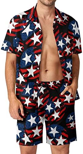 Флаг Тенеси, САЩ, Мъжки Плажни Дрехи от 2 теми, Хавайска Риза с копчета с Къс ръкав и къси Панталони, Костюми