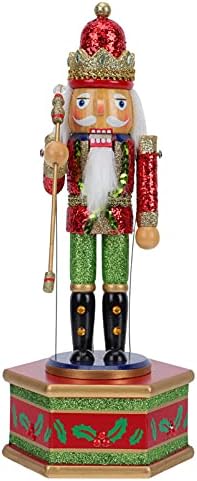 Музикален Лешникотрошачката Дървена Музикална Ковчег: 36 см Червен Барабанистът на Музикалното Ковчег стоп-моушън Коледно Предизвикателство