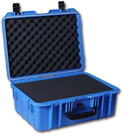 BKDFD ABS Пластмасов Фланец Калъф за инструменти, предпазни средства Помещение Куфар за Инструменти Удароустойчив Съхранение Ударопрочная Суха кутия с пяна (Цвят: син
