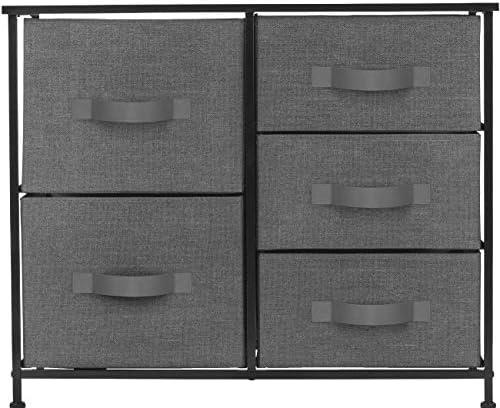 Скрин Sorbus с 5 чекмеджета - Модулна кула за съхранение на мебели за спални, антре, гардеробна, офис - Стоманена рамка, дървена маса,