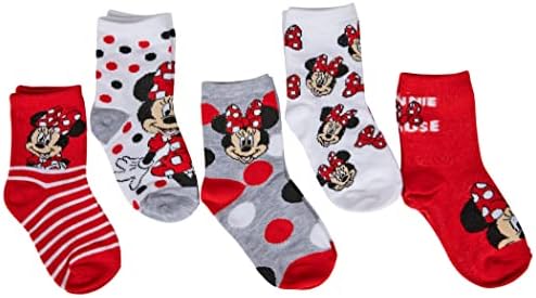 Чорапи Disney Minnie Mouse Dot Мания гърлс Crew Variety Socks 5 в опаковка