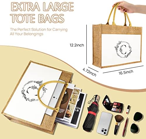 Плажна чанта-тоут JUSTOTRY Initial - Голяма Универсална Чанта за Жени, Персонализиран Подарък на Булката, за Рожден Ден