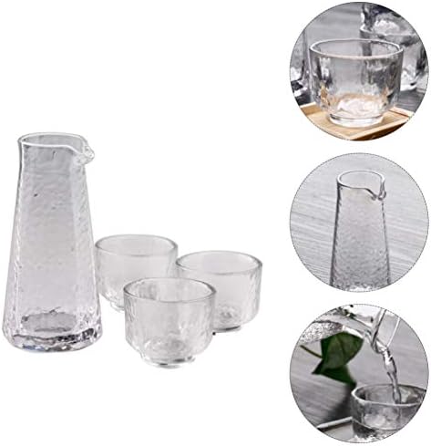 Стъклен Комплект Cabilock Стъклен Комплект Чаши за Кафе от Прозрачно Стъкло 4 бр. Комплект Саке Стъкло Японски Набор от