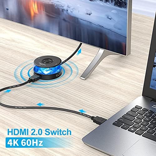 HDMI комутатор 4K 60Hz, 3 в 1 Изход HDMI-Сплитер за HDTV/ Xbox/PS5/Fire Stick/DVD плейър/PS4/PS3 4K 1080P 3D, Meofia HDMI-концентратор с 3 Порта HDMI суич, HDMI 2.0-Ключ с Няколко HDMI-адаптери