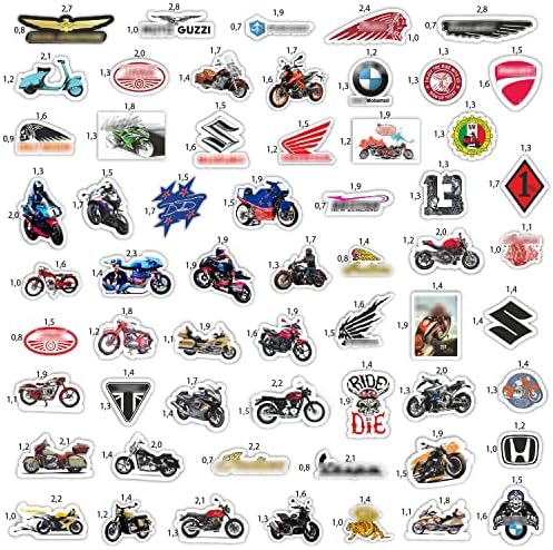 BulbaCraft 179 Бр. Етикети за мотоциклети, Маркови Етикети за мотоциклети, Трайни Лепило и Водоустойчиви Стикери за възрастни, Малки Етикети, Подаръци за мотоциклети за м?
