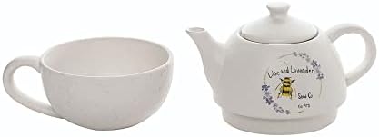 Набор от чайници и чаши за чай Медоносная пчела и Лавандула от доломитового гранитогрес 2 в 1 за порция