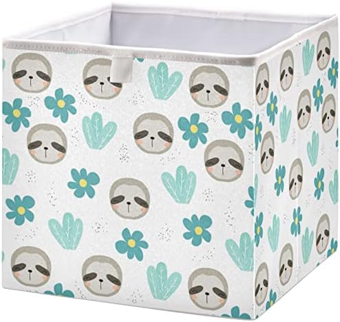 Кошница за гардероб visesunny, Кошници за съхранение на цветя Sweet Sloth, Тъканни Кошница за Организиране на рафтовете, Сгъваеми Кубчета