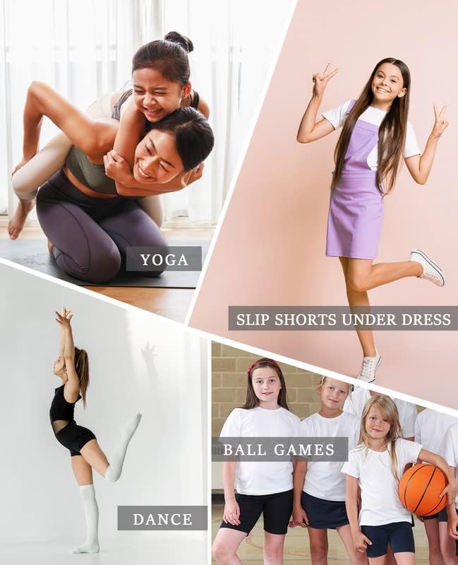 YOGAFREE/ Волейболни Шорти за йога за момичета от 4 инча, Младежта и спорта Чорапогащник с 2 Джобове, Панталони от Ликра за активни Танци и Тичане от 5 до 14 години