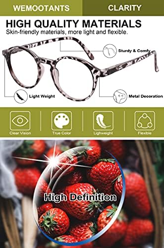 WEMOOTANTS Леки очила за четене, дамски модни кръгли очила Raders 1.0 1.25 1.5 1.75 2.0 2.25 2.5 2.75 3.0 3.25 3.5 3.75 4.00 5.00 6.00 (