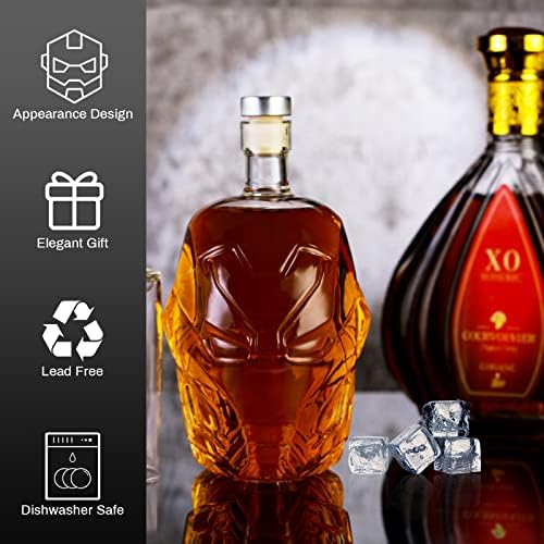 Yingluo Прозрачен Творчески Комплект Графинов за Уиски с 2 Чаши, Подарък За Мъже, Баща, Приятел, Любител на филми, Юбилей, Гарафа с Фляжкой,