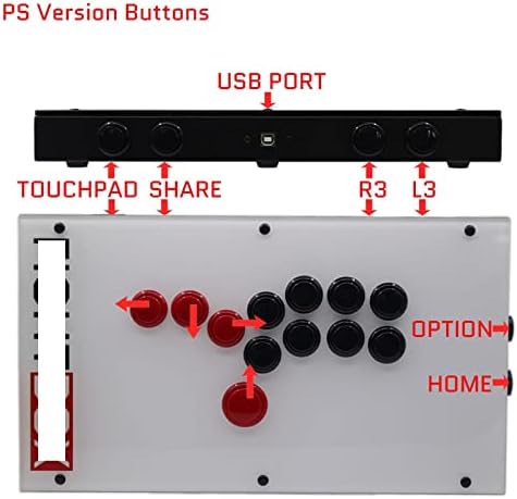 Гейм контролер DIACCO F1-UFB-UP5 с всички бутони в стил Аркада джойстик Stick Fight е Съвместим с PS5/PS4/PS3/PC OBSF-24 30 (Цвят: бял)