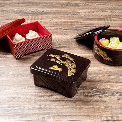 Bento Tek Черно-Червена кутия за бэнто Unagi в японски стил - 6 1/2 x 5 3/4 x 3 1/4 - 1 брой кутии