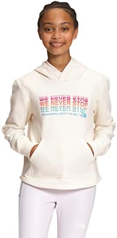 Мек вълнен плат Пуловер с качулка THE NORTH FACE Girls'Лагер, Бяла Гардения /Многоцветен, Голям