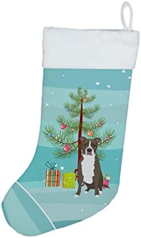 Съкровищата на Каролина WDK3106CS Питбул Синьо 6 Коледни Чорапи, чорапи за висящи пред камината, Коледен Сезон декорация За Партита и Семейни