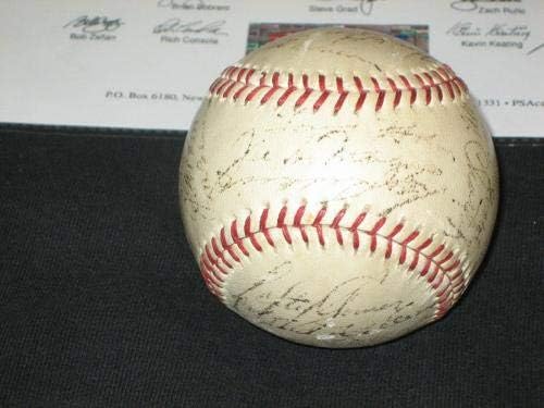 1942 Екип йорк Янкис Al Champs (31) Подписа бейзболни топки с автографи на Дики, Гордън + Psa - Бейзболни топки с автографи