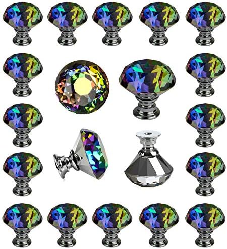 25 piece Цветен Кристал Стъкло Чекмеджето Дърпа 30 мм, Декоративни Дръжки за Кухненски Шкаф за Баня, Шкафа и Серванта от DeElf