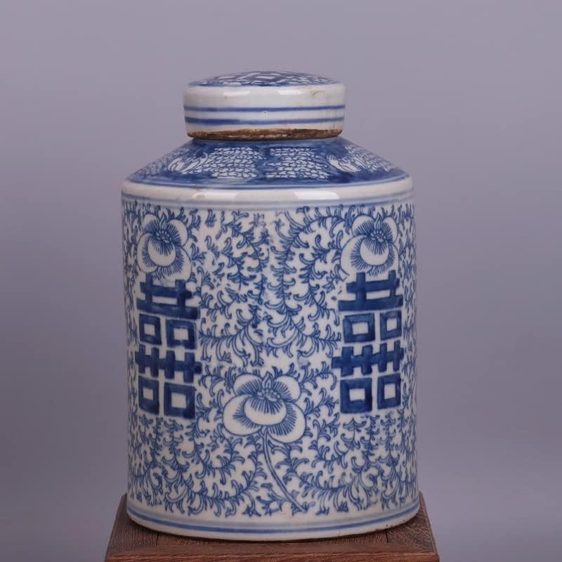 ZJHYXYH Синьо-бял Чай Стомна с изображение на Героя, Старинни Бижута Порцеланова Колекция Jingdezhen Tea Caddy