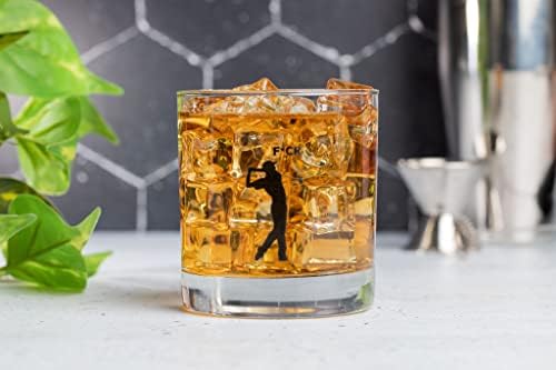 Чаши за уиски JEM GLASS F *ck Golf - Комплект от 2-х - Черно, Годни за миене в съдомиялна машина Принт - Забавни подаръци за голф, за мъже, жени, татко, мама, съпруга, съпругата, Не