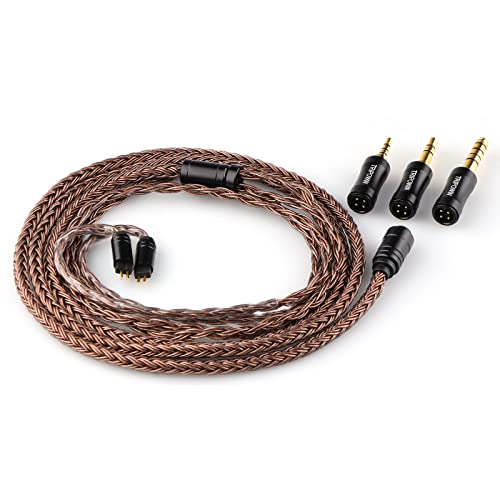 Бескислородный кабел Linsoul Tripowin Amber 32AWG OFC Кабел HiFi IEM със Сменен жак 2,5 mm/3.5 mm/4,4 мм, разменени PVC кабел за Меломани (амбър, 2pin)