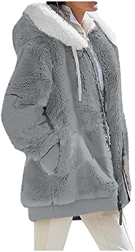 Класически Женски Пуловер с дълги ръкави и качулка за Зимните партита, Удобен Пуловер с цип с V-образно деколте, Мягчайший Монофонични Буйни