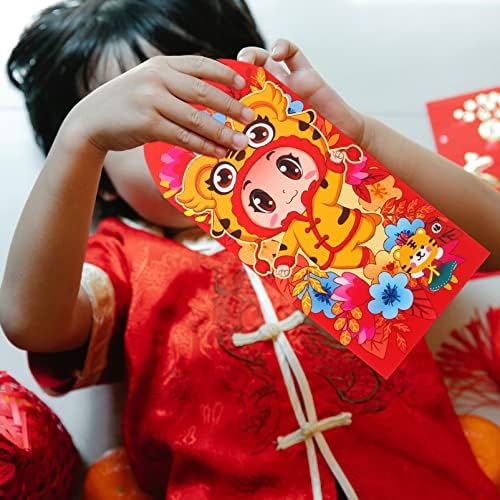 Китайски Подаръци, Червени Пликове, Щастливи Парични Пакети: 12 бр., Китайски пакети Hongbao 2022 за Китайската Лунна Нова Година,