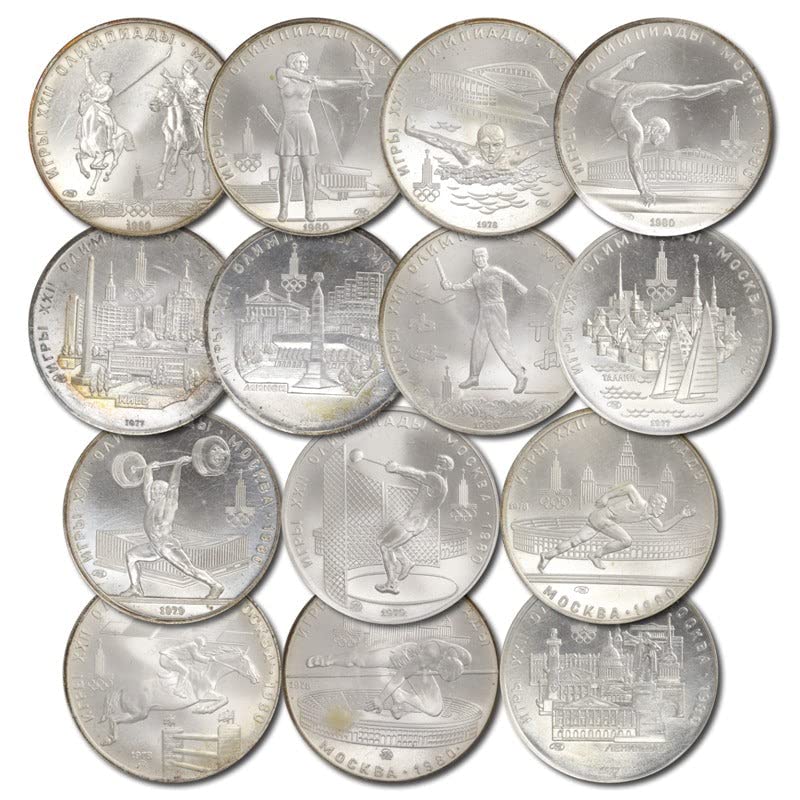 1980 ММД Пълен набор от съветските 28 МАТОВ монети. Коментирайки Metropolian олимпиадата-1980 година. Подарък кутия в чужбина стил