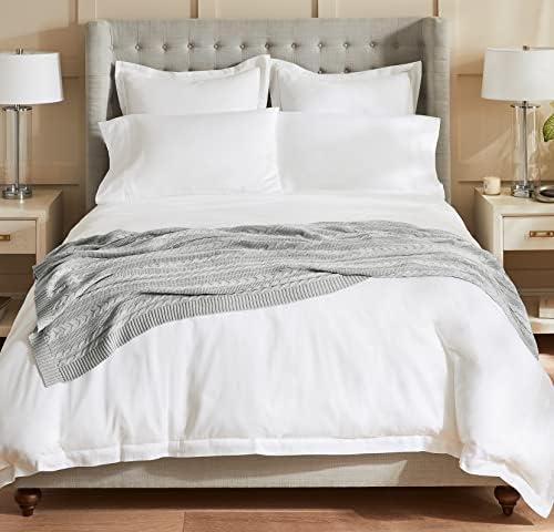 Вязаное одеяло BOLL & BRANCH Кабел – Луксозно спално бельо от органичен памук – Мек, лек, дышащее и уютно – вечния вязаный дизайн – 50 x 70, Shore