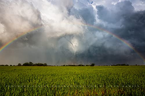 Снимка буря Печат (без рамка) Снимка на Торнадо под пълна дъгата в Пролетния ден в Тексас Буря Стенно Изкуство Естествен декор от 4x6