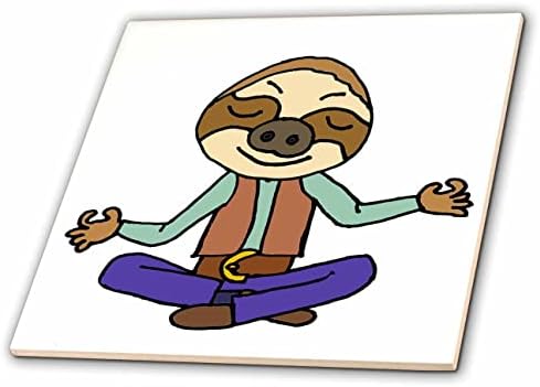 3dRose Забавен Анимационен за Медитация и йога с Хубав Ленивцем - Плочки (ct_353849_1)