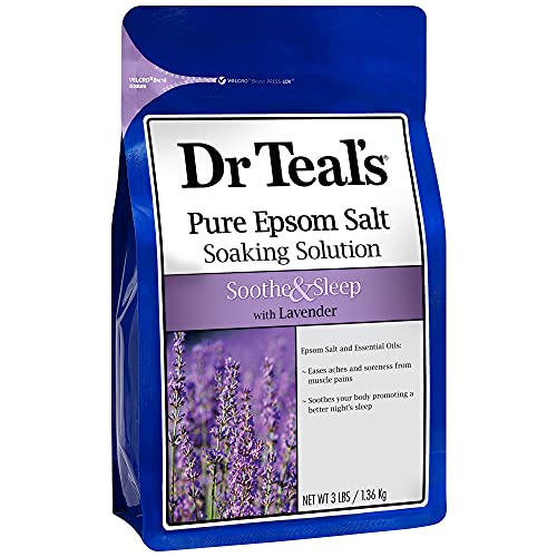 Разтвор за накисване с английската сол Dr Teal's, Успокояващ и усыпляющий, Лавандула, 3 кг (пакет може да варира)