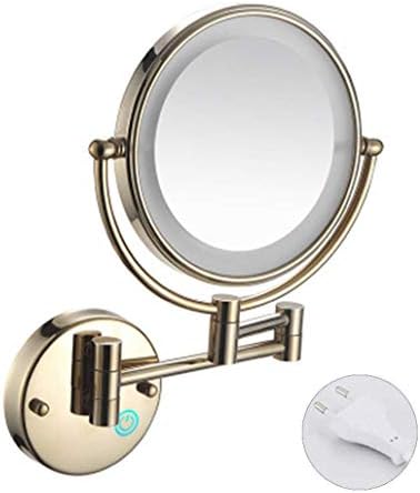 Тоалетен огледало NOVOCE с осветен прибиращ се дръжка, завъртащо се на 360 °, двустранно, за бани, хотели, спа центрове и салони за красота