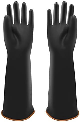 Ръкавици от два тежкотоварни Латекс ROYAKI, 14, 18, 22, Работни Водоустойчив Промишлени Гумени Ръкавици, Черен Размер XL