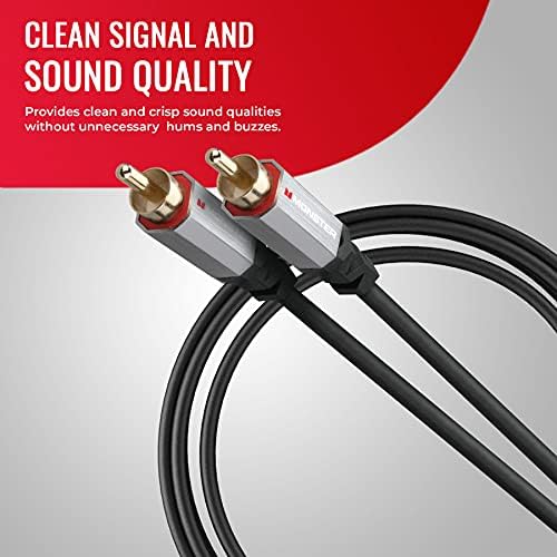 Кабел за събуфър Monster Essentials - Оптимизиран кабел RCA за намаляване на звукови смущения и подобряване качеството на звука - 13-крак