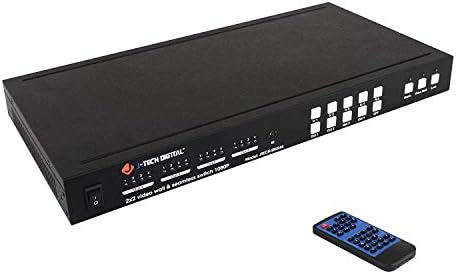 Контролер видеостены J-Tech Цифров 2X2 HDMI, Безшевни матричен превключвател HDMI 4x4 1080p HDCP1.4, с IR дистанционно управление, уеб-базиран