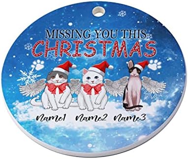 Коледна Украса липсваш Ми, тази Коледа Персонализирани Името на Котки Керамично Украса За вашия дом Офис Коледен Кръг на Медальон