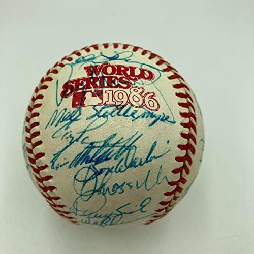 1986 Отбор на Шампионите от Световна серия Ню Йорк Метс Подписа договор с JSA World Series Baseball - Бейзболни топки с автографи