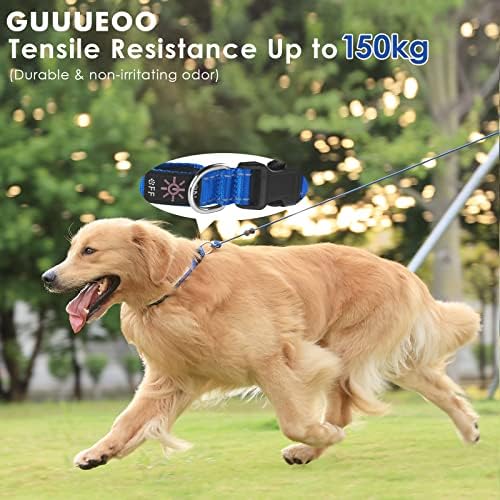 Guuueoo Led Нашийник за кучета, Светещи Нашийници за кучета с устойчивост на разтягане до 150 кг, зареждащи се чрез USB, Водоустойчив