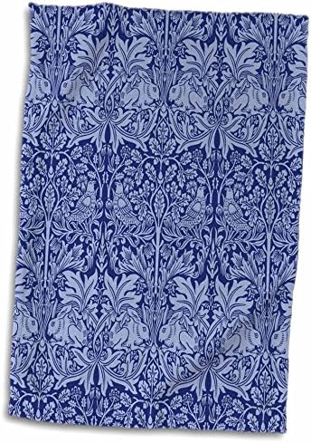 Два тона Кърпи за ръце с модел на Заек 3D Rose William Morris Brer от Памук, 15 x 22, синьо