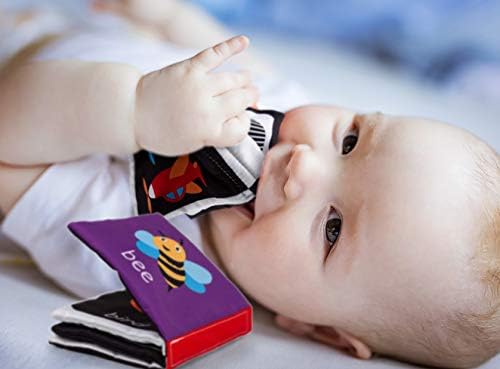 Комплект книги от мека тъкан Baby First Activity, Высококонтрастный Черно-бял Интерактивен набор от меки книги под формата
