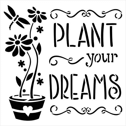 Шаблони Растителни мечти от StudioR12 | за многократна употреба шаблон от Mylar | Раскрась Дървена знак | Цвете - Dragonfly | Направи