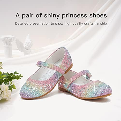 Furdoour/ Модел Обувки За Момичета; Обувки Mary Jane, с Цветя Модел за Сватбени Партита; Обувките на Шаферките; Лъскава балет апартаменти