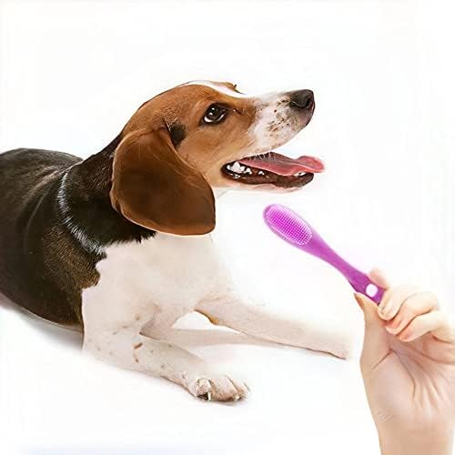 TOPFEIYUWEI 2 елемента Куче на Четка за Зъби Куче на Четка за Зъби за Пръстите Комплект За Почистване на Зъбите на Кучето с Храни Силикон,