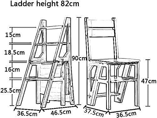 -Дървена табуретка-стремянка, стол за възрастни, табуретка-стремянка, 4 стълба, тежкотоварни седалка, лесен дървена преносим стол-стремянка за дома /череша