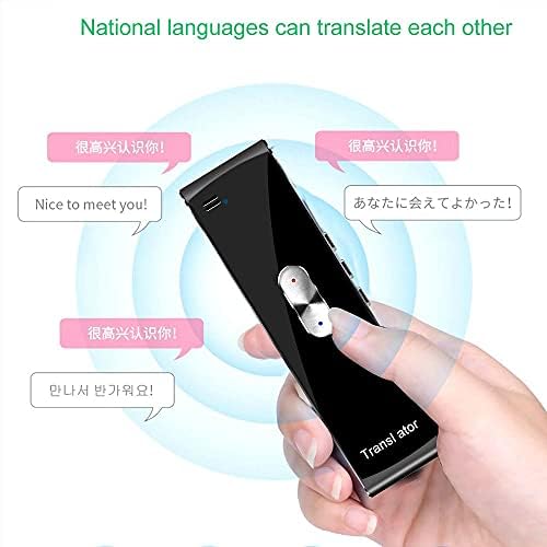 SLNFXC Преносим Мини умен преводач на 70 езика, Двустранно приложение за незабавни за гласов превод в реално време (Цвят: бял-Плодов персик5)