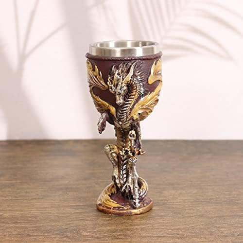 Средновековен купа OTARTU Купата на огнения дракон, подарък игра Подземия и дракони, 7 унции.