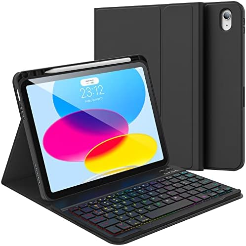 Калъф за iPad на 10-то поколение YAXUMEI с клавиатура, джоб за клавиатура за iPad iPad 10,9 2022, калъф за клавиатура с притежател на молив-свалящ