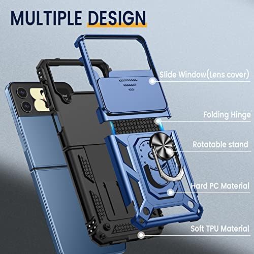 Калъф Goton за Samsung Z Flip 4, Калъф Galaxy Z Flip 4 с капак за фотоапарата, [Защита на пантите] и пръстен-стойката на 360 °, Удароустойчив